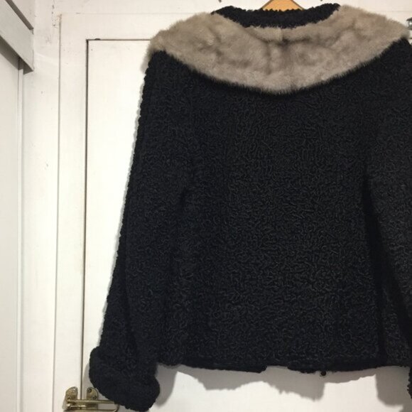 VINTAGE SELLERS-GOUGH TORONTO PERSIAN LAMB CURLY COAT MINK COLLAR SIZE S - Picture 7 of 10